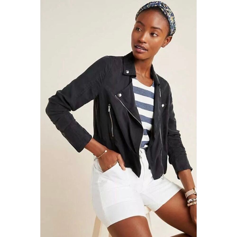 Blank NYC Back Roads Moto Jacket Black Small Lightweight Zip Up Biker